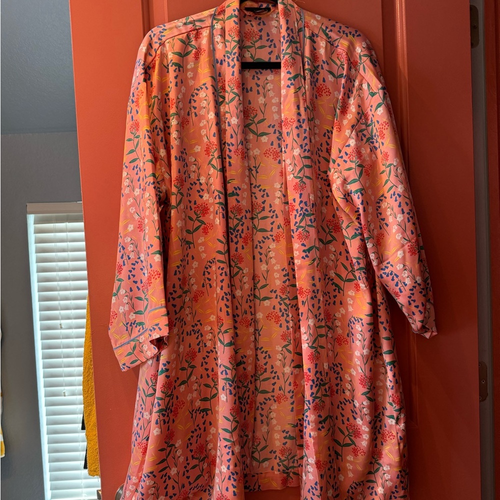 Drapey Silk Robe in Jasmine Print
